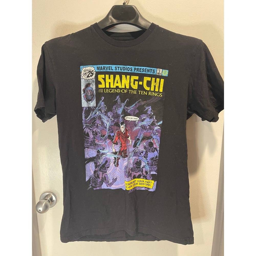 Marvel Shang-Chi Legend of the Ten Rings Comic Cover Graphic T-Shirt Black Large